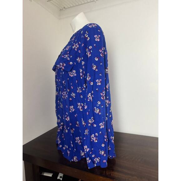 A.N.A Royal Blue Lightweight Floral Long Sleeve Blouse – Size 3X - Picture 4 of 11